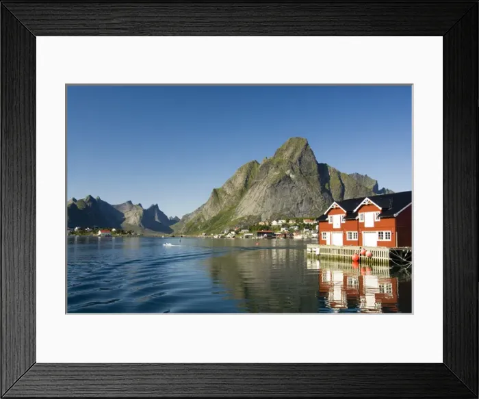 Framed Print : Europe, Norway, Lofoten. The town of Reine below Olstinden Framed Print : Europe, Norway, Lofoten. The town of Reine below Olstinden