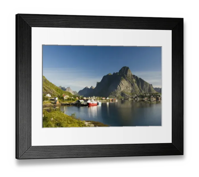 Framed Print : Europe, Norway, Lofoten. The community of Reine below the glacially sculped peak Framed Print : Europe, Norway, Lofoten. The community of Reine below the glacially sculped peak