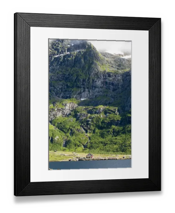 Framed Print : Europe, Norway, Lofoten. View of Stortinden from Liland