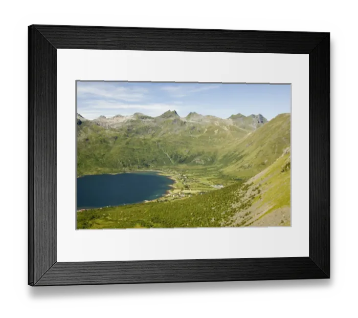Framed Print : Europe, Norway, Lofoten. View of Laupstad from Lilandstinden Framed Print : Europe, Norway, Lofoten. View of Laupstad from Lilandstinden