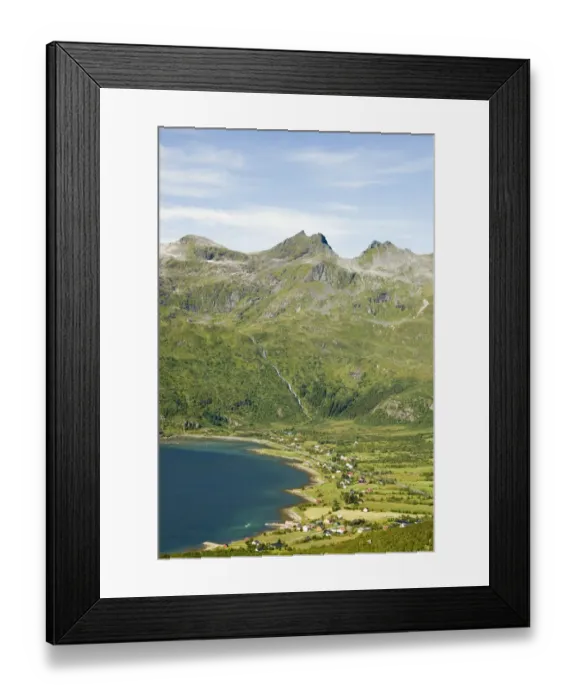 Framed Print : Europe, Norway, Lofoten. View of Laupstad from Lilandstinden Framed Print : Europe, Norway, Lofoten. View of Laupstad from Lilandstinden
