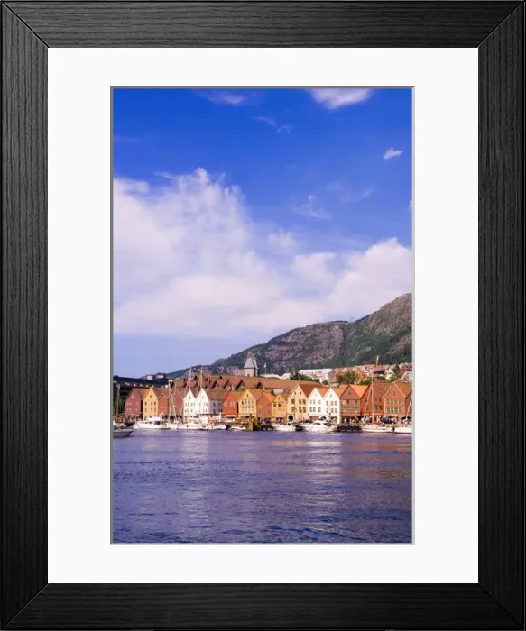 Framed Print : Bryggen shopping district Bergen Norway Framed Print : Bryggen shopping district Bergen Norway