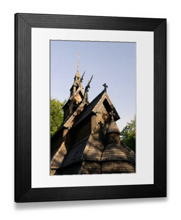 Framed Print : Norway, Bergen, Fantoft Stave Church in morning light Framed Print : Norway, Bergen, Fantoft Stave Church in morning light