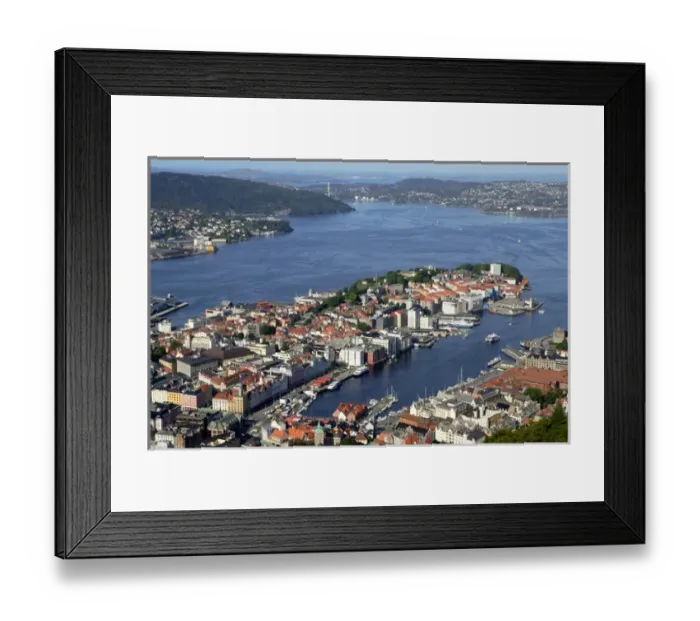 Framed Print : Norway, View of Bergen from Mount Floyen Framed Print : Norway, View of Bergen from Mount Floyen