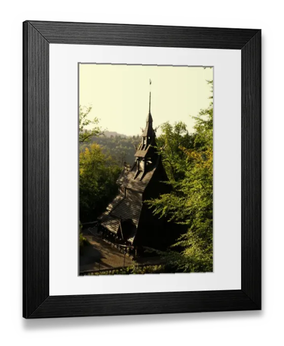 Framed Print : Norway, Bergen, Fantoft Stave Church in morning light Framed Print : Norway, Bergen, Fantoft Stave Church in morning light