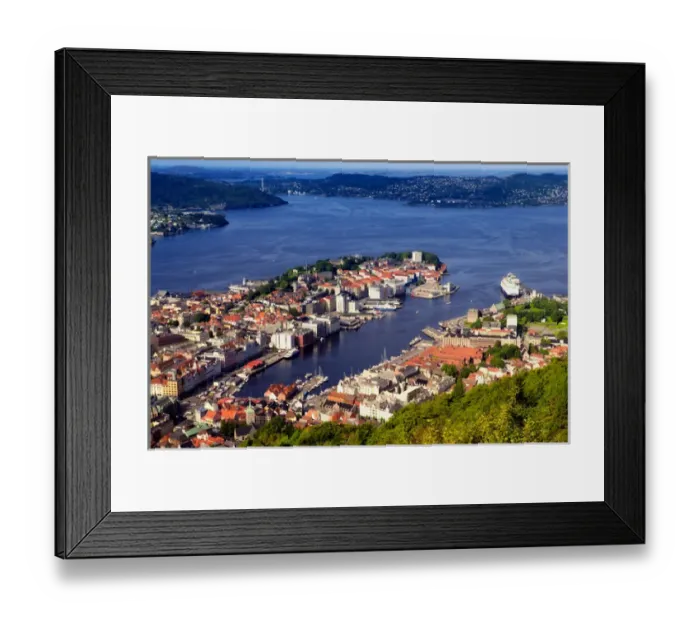 Framed Print : Norway, View of Bergen from Mount Floyen Framed Print : Norway, View of Bergen from Mount Floyen