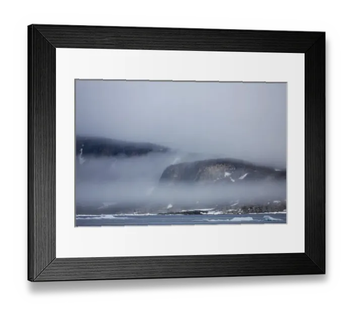 Framed Print : Norway, Svalbard, Nordaustlandet, Cliffs rise above sea ice in fog along Scoresby Framed Print : Norway, Svalbard, Nordaustlandet, Cliffs rise above sea ice in fog along Scoresby