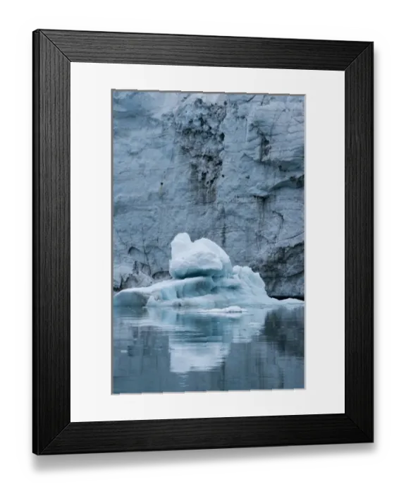 Framed Print : Norway, Svalbard, Spitsbergen Island, Iceberg floating near blue ice face of tidewater