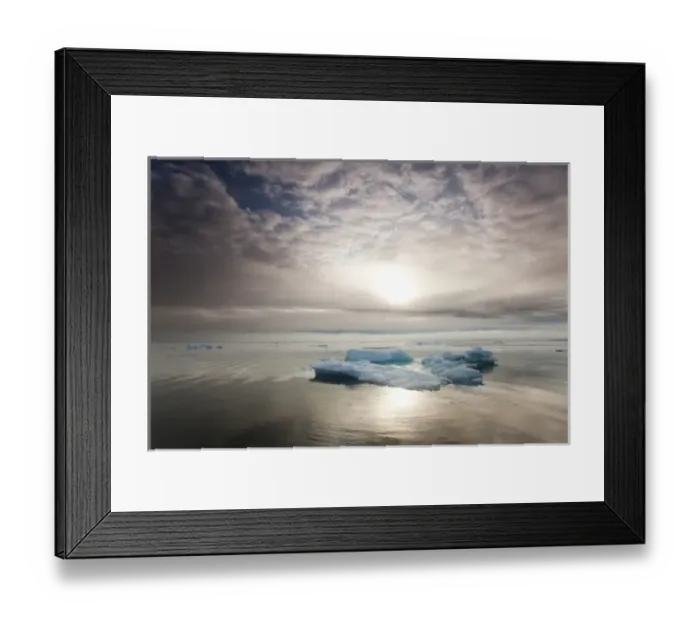 Framed Print : Norway, Svalbard, Nordaustlandet, Morning sun lights melting sea ice along Wahlberg Framed Print : Norway, Svalbard, Nordaustlandet, Morning sun lights melting sea ice along Wahlberg