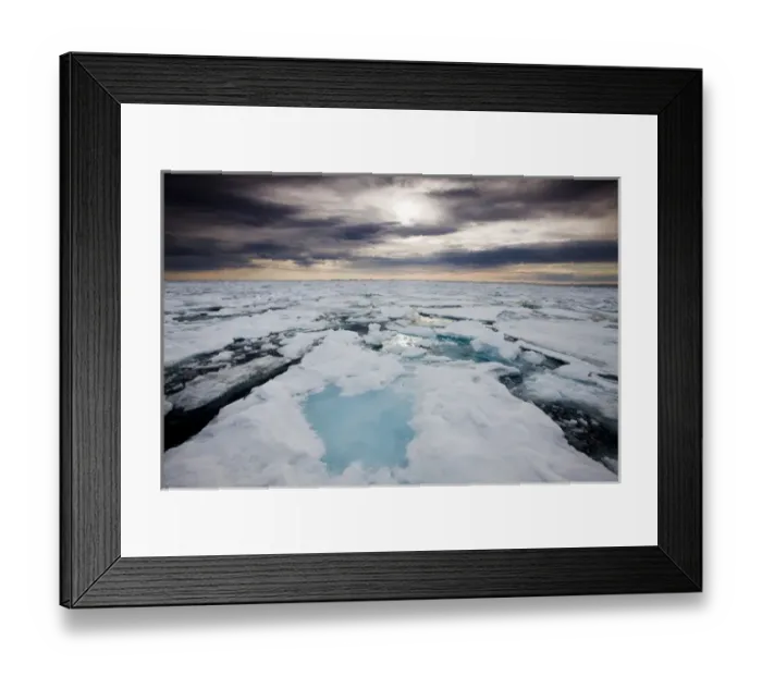 Framed Print : Norway, Svalbard, Edgeoya Island, Storm clouds above first year sea Ice along Habenichtbukta Framed Print : Norway, Svalbard, Edgeoya Island, Storm clouds above first year sea Ice along Habenichtbukta