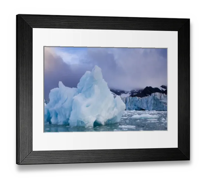 Framed Print : Norway, Svalbard, Spitsbergen Island, Deep blue icebergs floating near face of Sveabreen Framed Print : Norway, Svalbard, Spitsbergen Island, Deep blue icebergs floating near face of Sveabreen