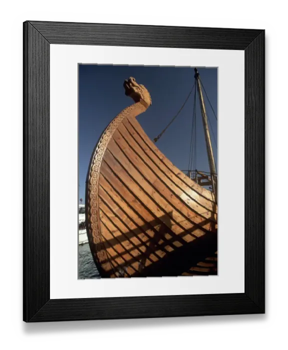 Framed Print : Europe, Norway, Oslo Tingvalla Wharf, Viking ship restaurant v  / s Odins Raun