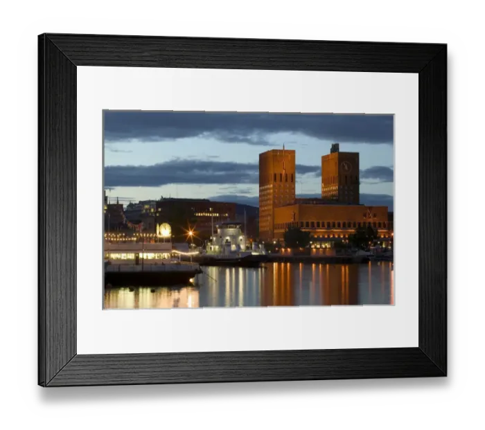 Framed Print : Town hall viewed from Aker Brygge Framed Print : Town hall viewed from Aker Brygge