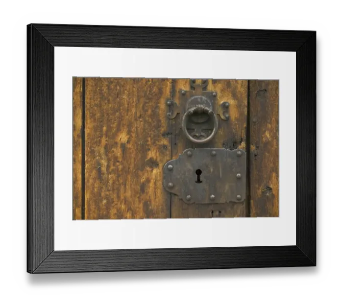 Framed Print : handle and lock on lom Stave Church lom norway from 1200AD Framed Print : handle and lock on lom Stave Church lom norway from 1200AD