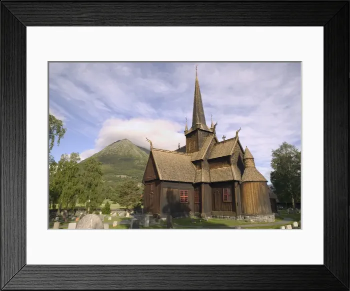Framed Print : lom Stave Church lom norway from 1200AD