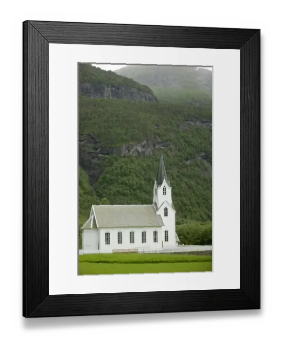 Framed Print : church, Sogne Fjord; Southern, Fjord Norway Framed Print : church, Sogne Fjord; Southern, Fjord Norway
