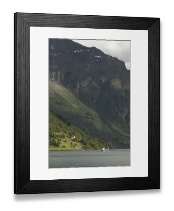 Framed Print : lone shil passes along, Sogne Fjord Southern Fjord, Norway Framed Print : lone shil passes along, Sogne Fjord Southern Fjord, Norway