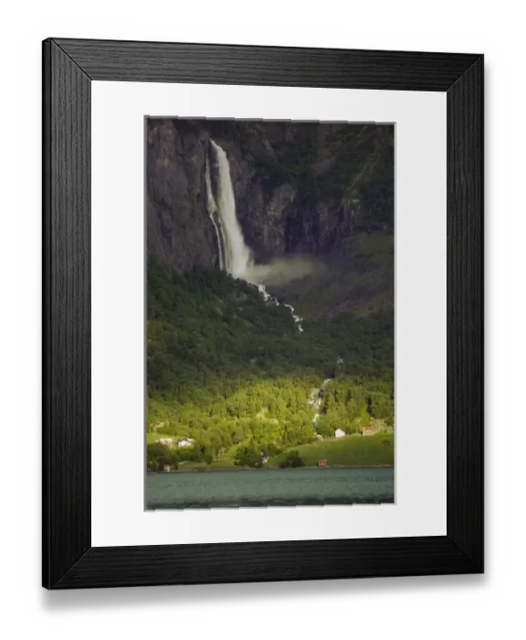 Framed Print : Water fall Sogne Fjord; Southern, Fjord, Norway Framed Print : Water fall Sogne Fjord; Southern, Fjord, Norway