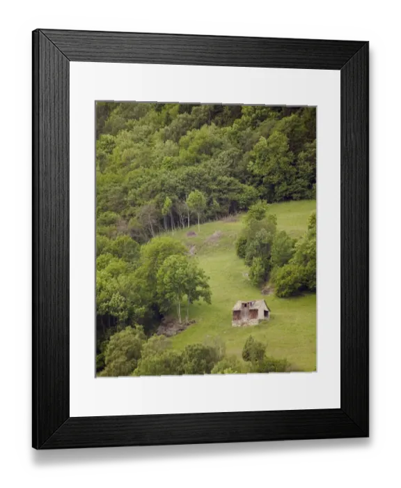 Framed Print : building along pasture in Sogne Fjord; Southern, Fjord Norway Framed Print : building along pasture in Sogne Fjord; Southern, Fjord Norway