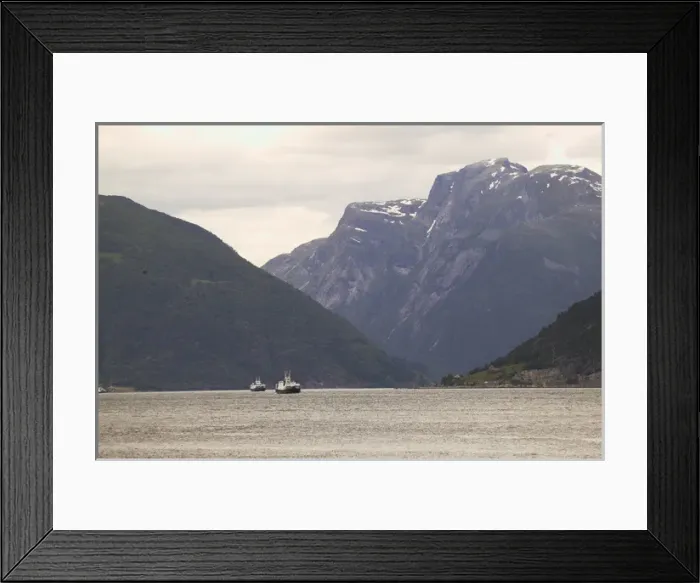 Framed Print : Ferry crossing the Sogne Fjord; Southern, Fjord, Norway Framed Print : Ferry crossing the Sogne Fjord; Southern, Fjord, Norway