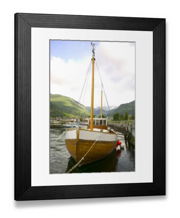 Framed Print : Boat Norwegian Sogne Fjord; Southern, Fjord, Norway