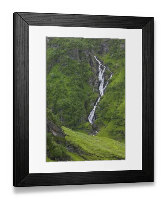 Framed Print : waterfall between the Vic and Gudvagen enroute to, Sogne Fjord Southern Fjord, Norway
