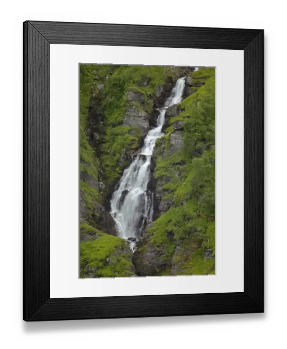 Framed Print : waterfall between the Vic and Gudvagen enroute to, Sogne Fjord Southern Fjord, Norway