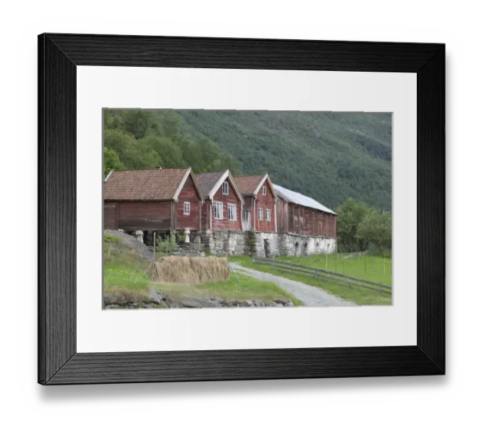 Framed Print : Historical building at Otterness Farm Over looking Flam, Flam norway is nestled in Framed Print : Historical building at Otterness Farm Over looking Flam, Flam norway is nestled in