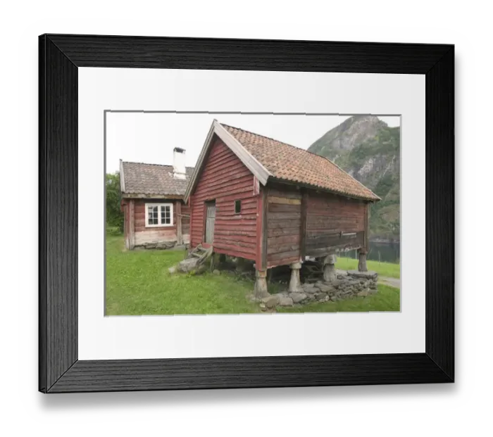 Framed Print : Historical building at Flam, Flam norway is nestled in the innermost corner of Framed Print : Historical building at Flam, Flam norway is nestled in the innermost corner of
