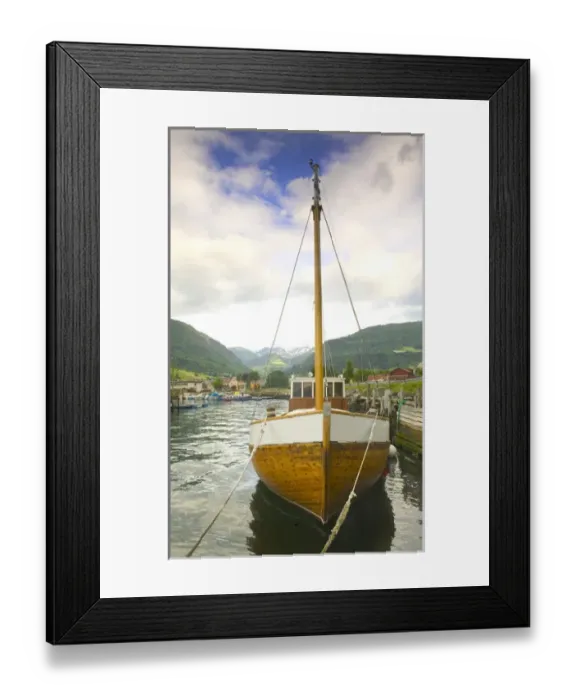 Framed Print : Boat Norwegian Sogne Fjord; Southern, Fjord, Norway Framed Print : Boat Norwegian Sogne Fjord; Southern, Fjord, Norway