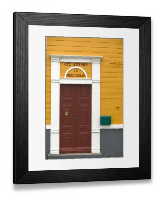 Framed Print : Norway, Egersund, Red Door yellow wall Framed Print : Norway, Egersund, Red Door yellow wall