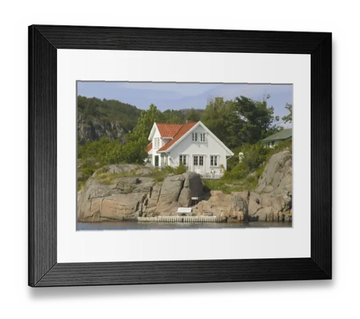 Framed Print : Norway, Hydra Island harbor cottage Framed Print : Norway, Hydra Island harbor cottage