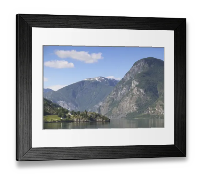 Framed Print : Aurland fjord between Flam and Gudvagan is situated in the innermost part of