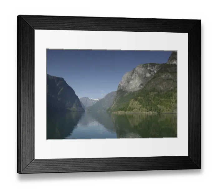 Framed Print : Aurland fjord  /  Naeroy Fjord between Flam and Gudvagan is situated in the innermost