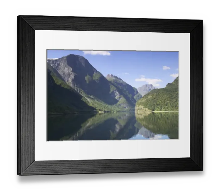 Framed Print : Aurland fjord  /  Naeroy Fjord between Flam and Gudvagan is situated in the innermost