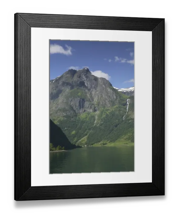Framed Print : Aurland fjord  /  Naeroy Fjord between Flam and Gudvagan is situated in the innermost