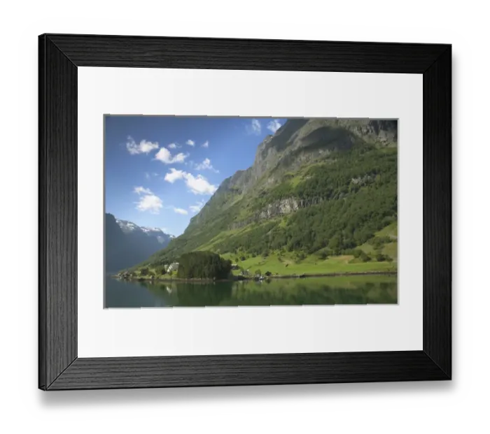 Framed Print : Aurland fjord  /  Naeroy Fjord between Flam and Gudvagan is situated in the innermost