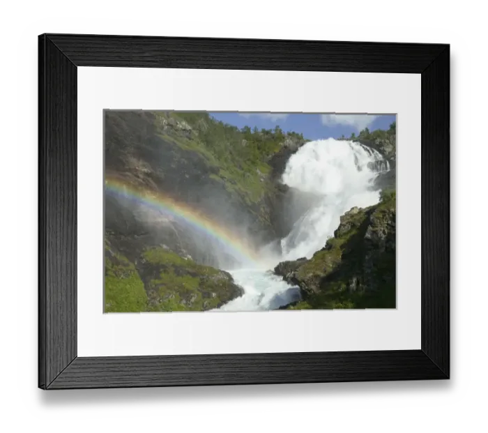Framed Print : rainbow over KJpsfossen waterfall. The Flam Railway - an incredibel train journey Framed Print : rainbow over KJpsfossen waterfall. The Flam Railway - an incredibel train journey