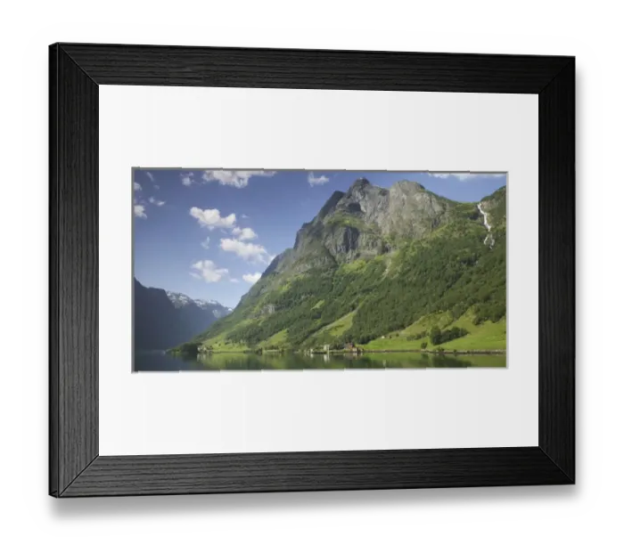 Framed Print : Aurland fjord  /  Naeroy Fjord between Flam and Gudvagan is situated in the innermost