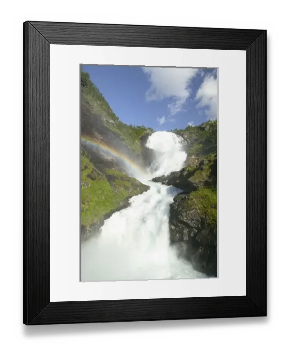 Framed Print : rainbow over KJpsfossen waterfall. The Flam Railway - an incredibel train journey Framed Print : rainbow over KJpsfossen waterfall. The Flam Railway - an incredibel train journey