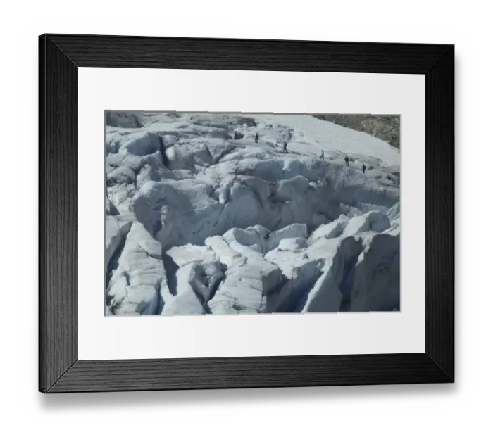 Framed Print : Glacier hikers wind through the blue ice crevices and over snow fields of Folgefonna Glacier
