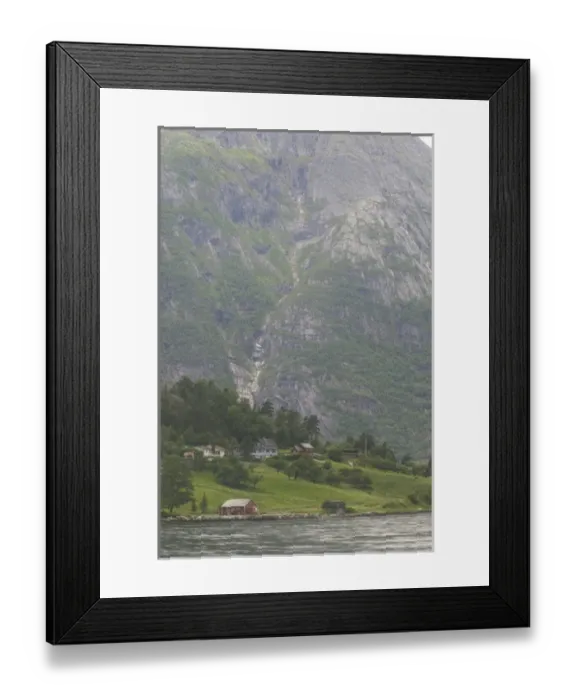 Framed Print : the magnificant Eidfjord valley church nesteld in the Hardanger Fjord