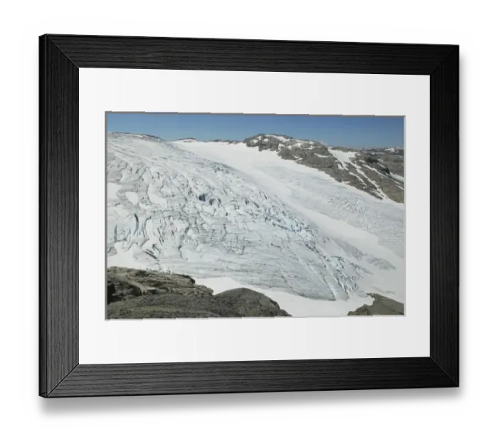 Framed Print : distant Glacier hikers wind through the blue ice crevices and over snow fields of Framed Print : distant Glacier hikers wind through the blue ice crevices and over snow fields of
