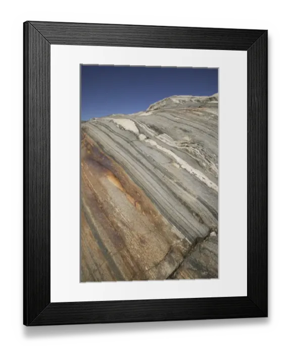 Framed Print : Carved and gouged by glacial activity, and the metamorphic banding from granite to Gneiss Framed Print : Carved and gouged by glacial activity, and the metamorphic banding from granite to Gneiss