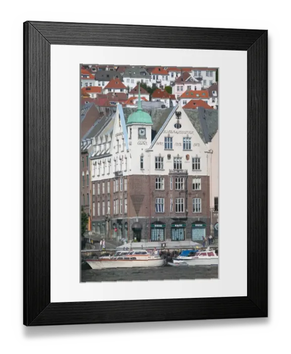 Framed Print : In the back drop of Bryggens ancient buildings Bergens harbor offers tours Framed Print : In the back drop of Bryggens ancient buildings Bergens harbor offers tours