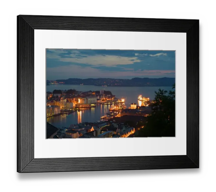 Framed Print : Overlooking Bergen and the North Sea from Mount Floyen