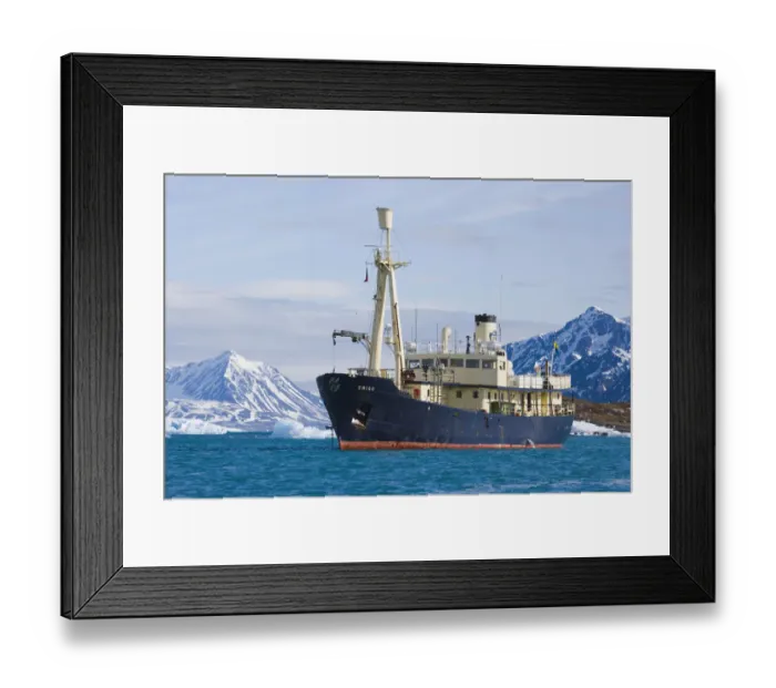 Framed Print : cruise ship Orego ankered in fiord
