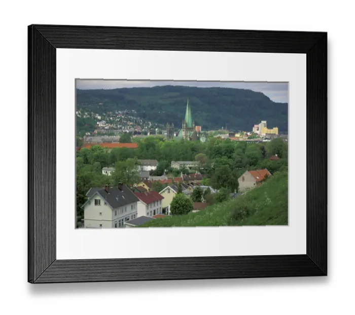 Framed Print : Norway, Trondheim. Town view and Nidarosdomen from Kristiansten Festung Fortress Framed Print : Norway, Trondheim. Town view and Nidarosdomen from Kristiansten Festung Fortress