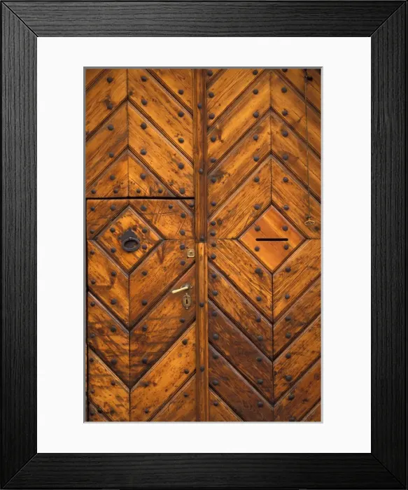 Framed Print : Europe, Poland, Krakow Kanonicza Street - Old Town; wooden doorway