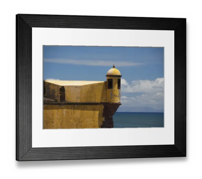 Framed Print : Portugal, Madeira Island, Funchal. Historic yellow Saint Tiago Fortress (aka Forte Framed Print : Portugal, Madeira Island, Funchal. Historic yellow Saint Tiago Fortress (aka Forte